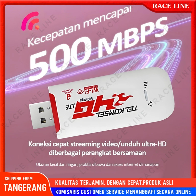 USB WiFi Modem 4G LTE 500Mbps Portable Wingle Mifi All Operator GSM Telkomsel Indosat XL Axis By.U Internet Cepat Stabil Multi Device 10 User Rumah Kantor Travel Gaming Streaming TikTok YouTube WiFi Termurah COD