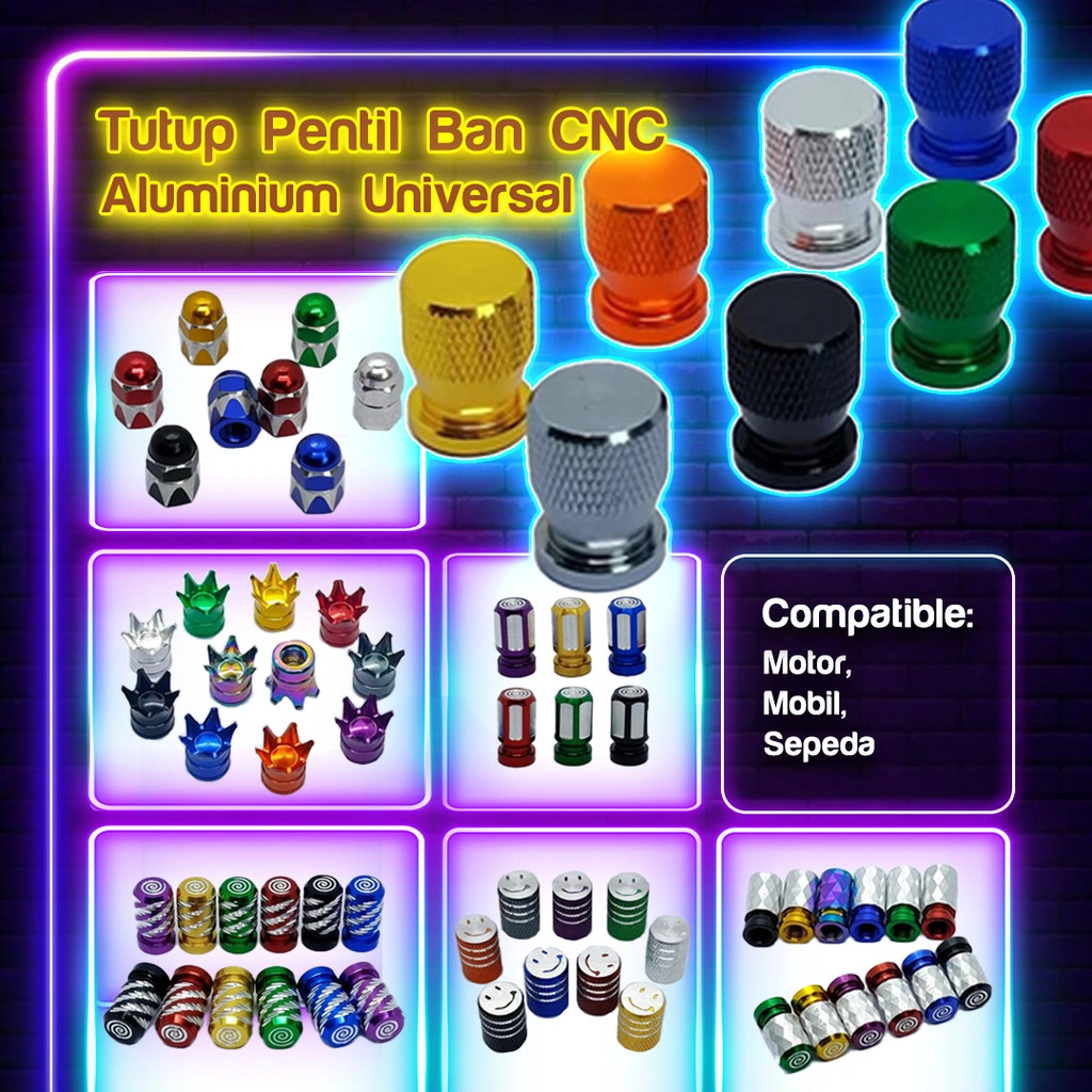 Tutup Pentil CNC Aluminium Universal Anti Karat Variasi - Penutup Pentil Ban Motor Mobil