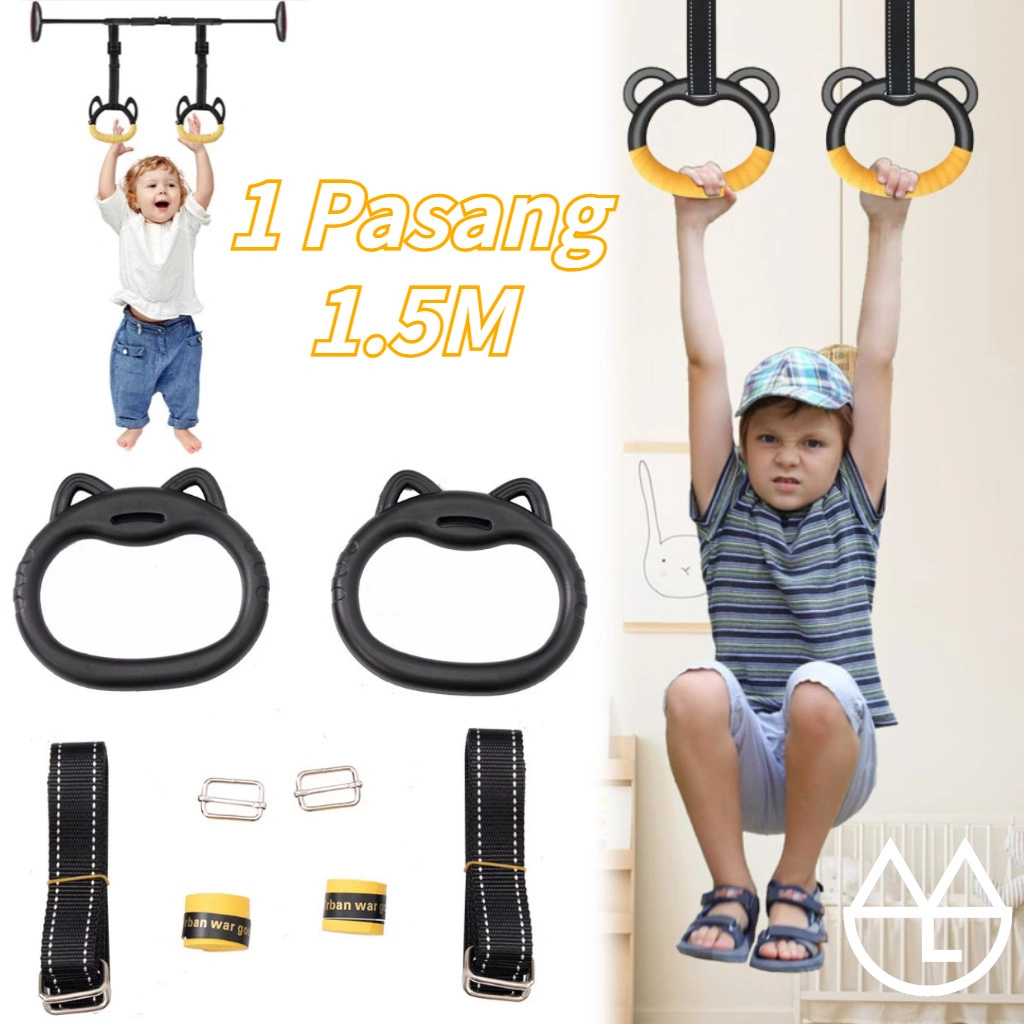 2PCS Pull Up Gym Ring Anak Tahan Lama Gymnastic Rings Panjangnya Bisa Disesuaikan Untuk Calisthenics & Fitness