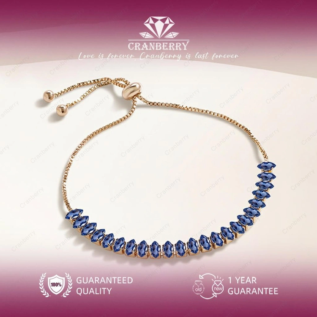 Gelang Wanita Cranberry Jewelry Premium Lapis Emas 18k Anti Luntur Anti Berubah Warna Garansi 1 Tahun Resmi Size Adjustable Kualitas Grade Terbaru Aksesoris Perhiasan Gelang Nikah Permata VVS1 Elegan COD B16-CG-BL