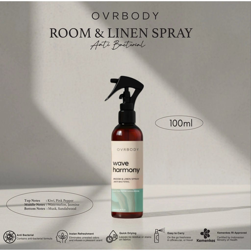 Ovrbody - Room & Linen Spray Anti Bacterial 100ml Wave Harmony