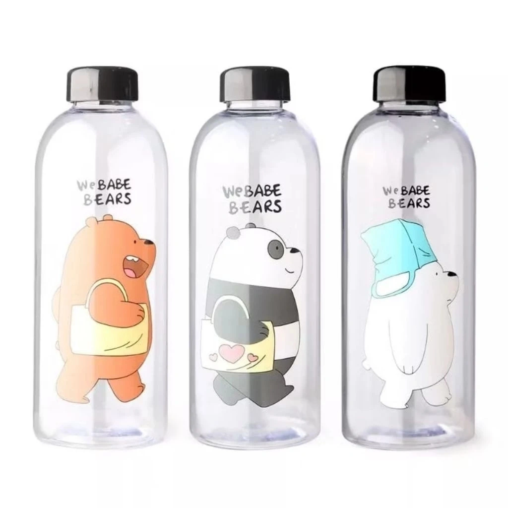 BZ Botol Plastik We Bare Bear BPA Free Jumbo 1000 ML 1 Liter Bening Transparan Tutup Anti Tumpah Tumbler Termos Kartun Beruang Lucu Aesthetic Hampers Gift Box Souvenir My Bottle Pernikahan Nikahan Nikah Mewah Ulang Tahun Ultah Anak