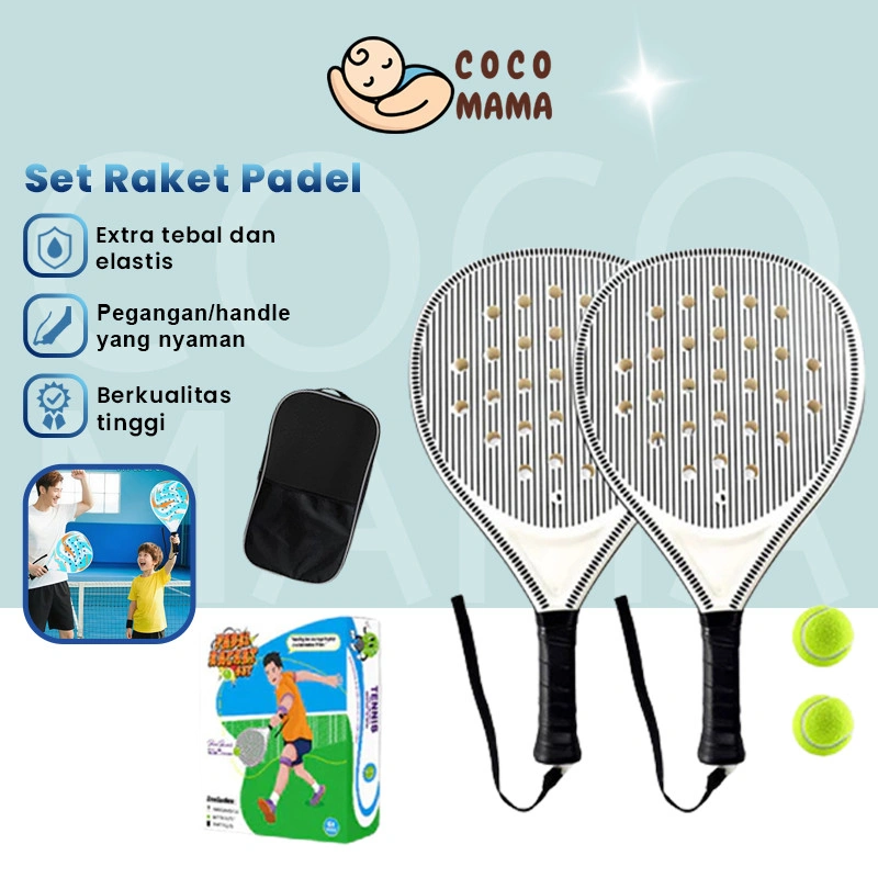 Set Raket Padel Untuk Pemula /Padel Racket Padel Wanita&Pria /2 Raket + 2 Bola Padel + 1 Tas