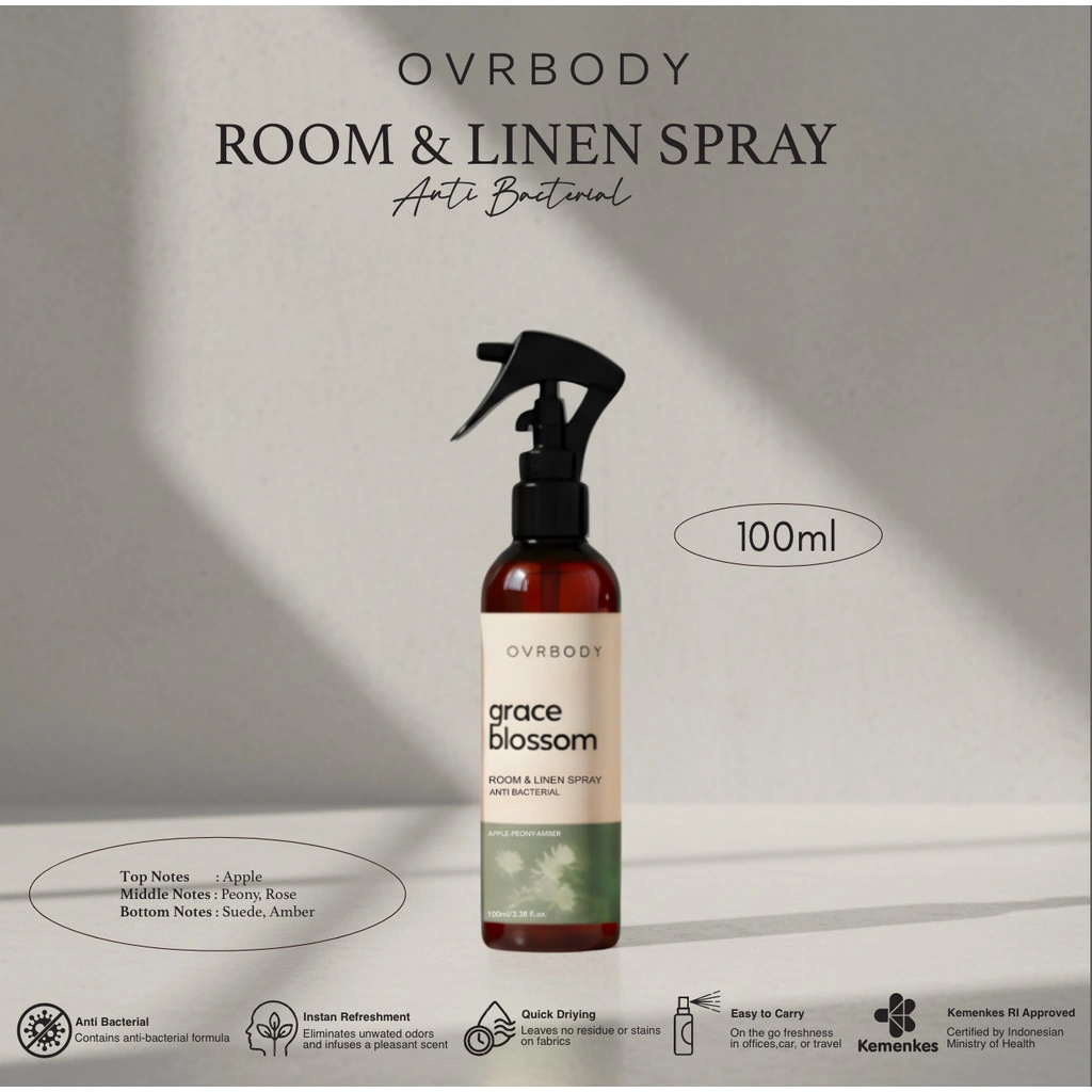 Ovrbody - Room & Linen Spray Anti Bacterial 100ml Grace Blossom
