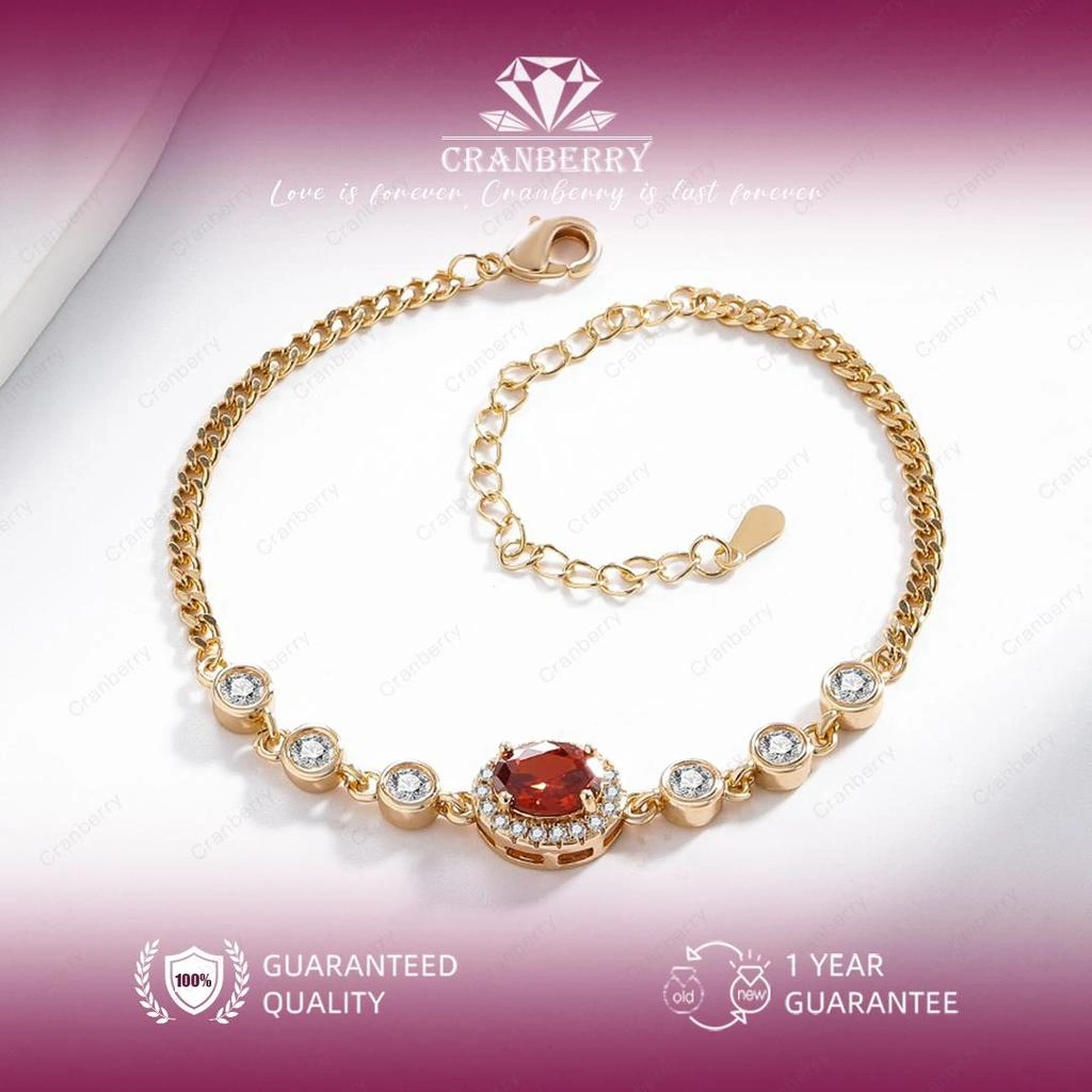 Gelang Wanita Cranberry Jewelry Premium Lapis Emas 18k Anti Luntur Anti Berubah Warna Garansi 1 Tahun Resmi Size Adjustable Kualitas Grade Terbaru Aksesoris Perhiasan Cincin Nikah Permata VVS1 Elegan COD B23