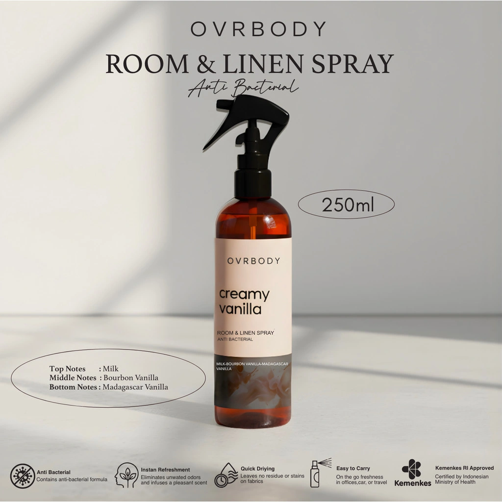 Ovrbody - Room & Linen Spray Anti Bacterial Creamy Vanilla -250ml