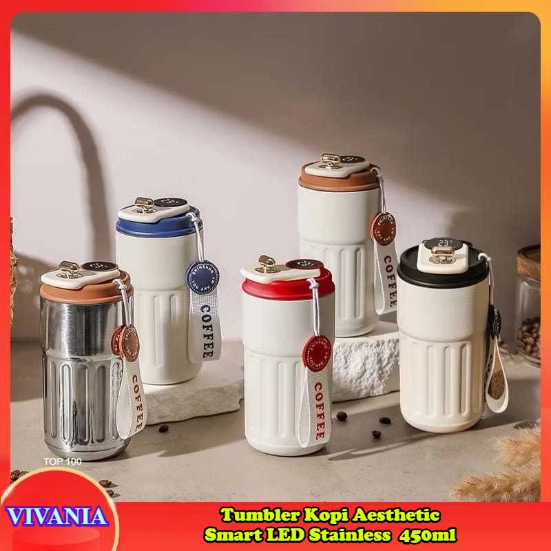 VIVANIA - H4 Botol Minum Tumbler Kopi Aesthetic Smart LED Stainless Steel Vacuum Insulated 450ml
