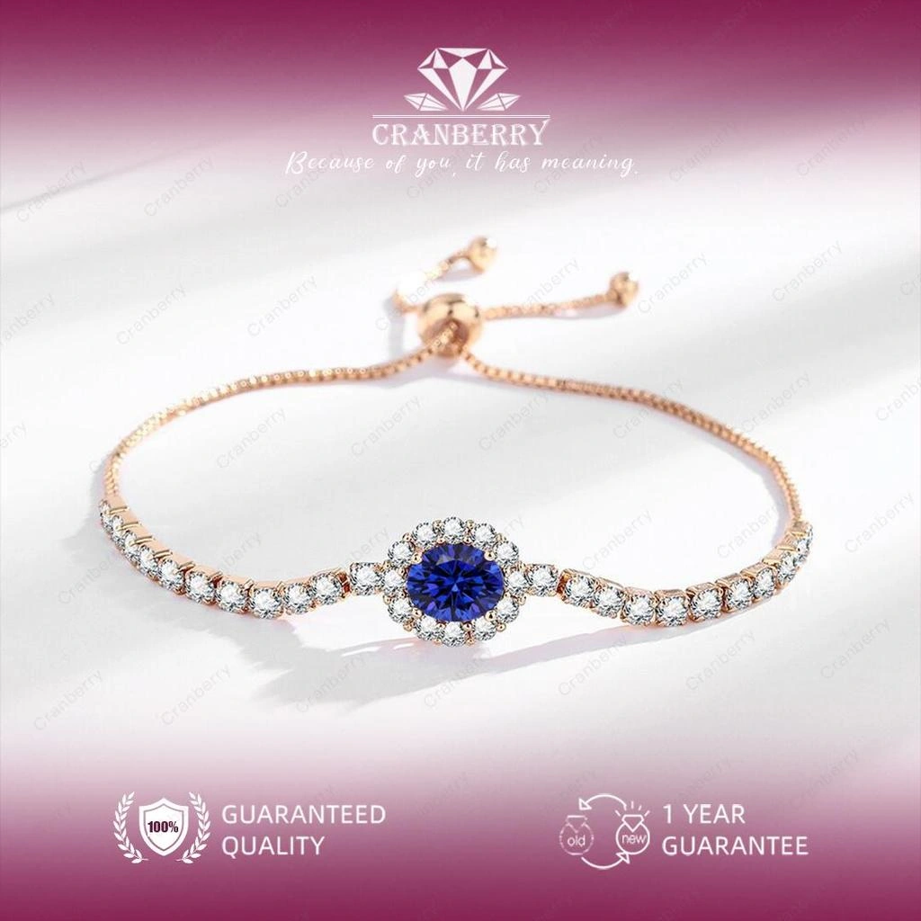 Gelang Bracelet Wanita Cranberry Jewelry Premium Lapis Platinum Anti Luntur Anti Berubah Warna Garansi 1 Tahun Resmi Size Adjustable Kualitas Grade Terbaru Aksesoris Perhiasan Gelang Nikah Permata VVS1 Elegan COD B15-BL