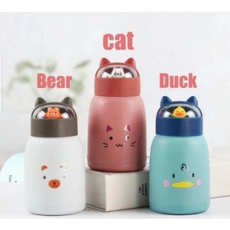 CD Botol Minum Kaca Termos Tutup Kepala Boneka 360 ML Motif Muka Binatang Cat Face Kucing  Box Pet Animal Tumbler Anak Termos Lucu Aesthetic Hampers Gift Box Souvenir My Bottle Pernikahan Nikahan Nikah Mewah Ulang Tahun Ultah