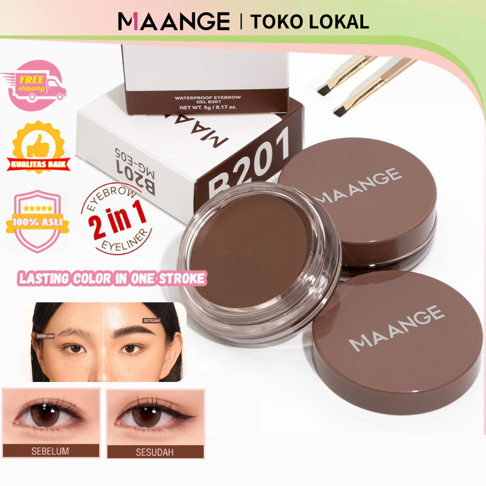 MAANGE 2 IN 1 Eyebrow & Eyeliner Cream Quick Dry Waterproof Eye Brow Gel Long lasting Tattoo Eyebrow Pomade Tidak menggumpal