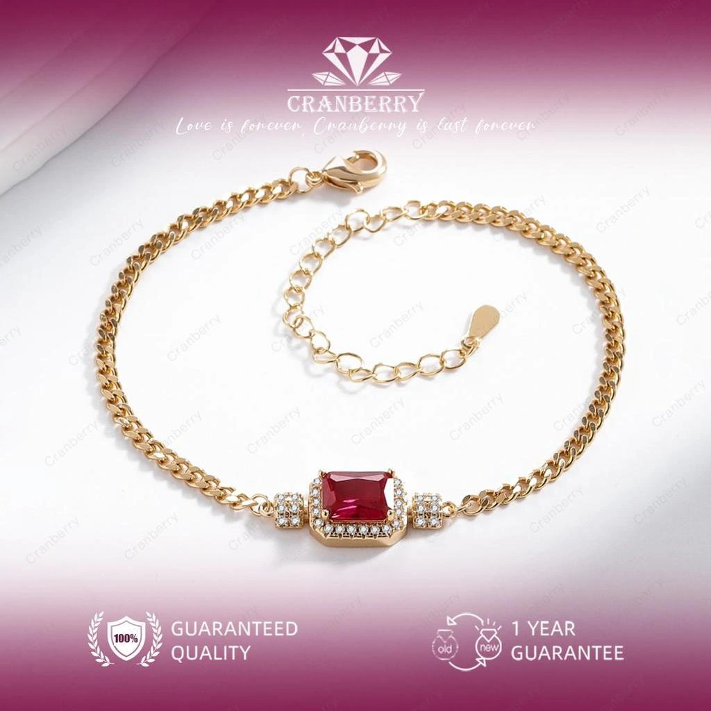 Gelang Wanita Cranberry Jewelry Premium Lapis Emas 18k Anti Luntur Anti Berubah Warna Garansi 1 Tahun Resmi Size Adjustable Kualitas Grade Terbaru Aksesoris Perhiasan Cincin Nikah Permata VVS1 Elegan COD B22
