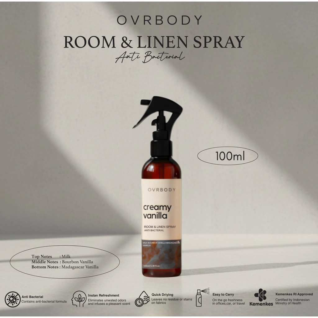 Ovrbody - Room & Linen Spray Anti Bacterial 100ml Creamy Vanilla