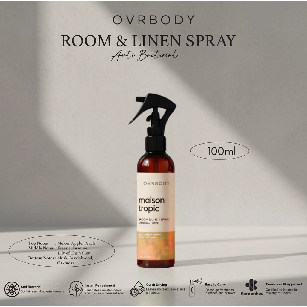 Ovrbody - Room & Linen Spray Anti Bacterial 100ml Maison Tropic