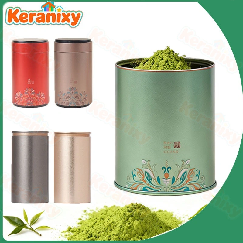 Keranixy Matcha Storage Tin Metal Coffee Storage Canister Stoples Penyimpanan Makanan Kaleng Teh Premium Kedap Udara Anti Lembab Tahan Lama