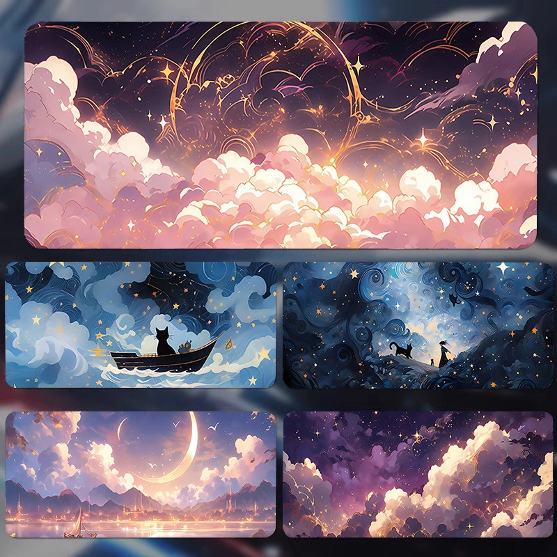 Brilliant Galaxy Mouse Pad, Extra Large Thickened with Locking Edge, Esports Gaming Mouse Pad Keyboard Mat Non-Slip Desktop Mat for Home Computer Office Desk Pad
