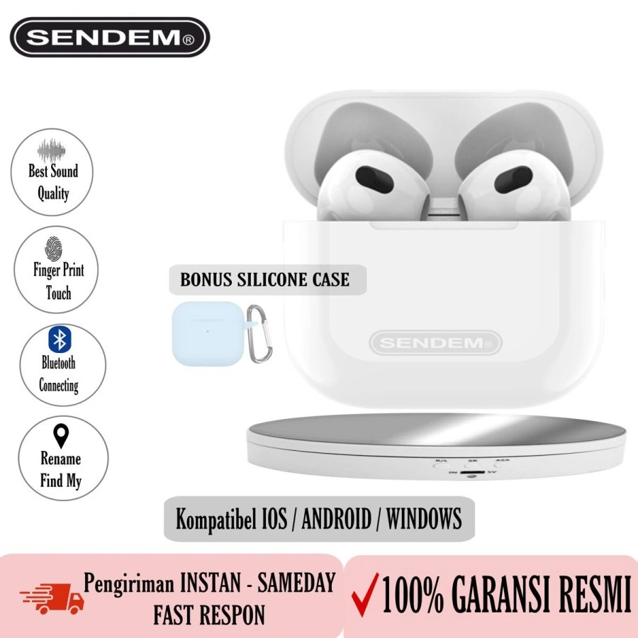 Headset Bluetooth SENDEM Pods Gen 3 / Pods Pro With Wireless Charging Case