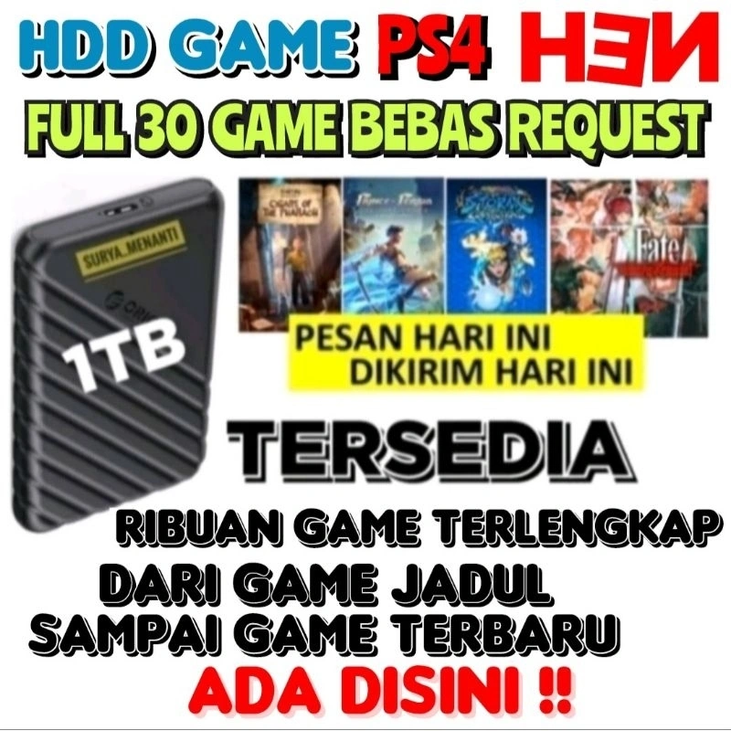 HARDISK EXTERNAL 1TB PS4 9.00 GAME BEBAS PILIH HDD GAME HARDDISK EKSTERNAL