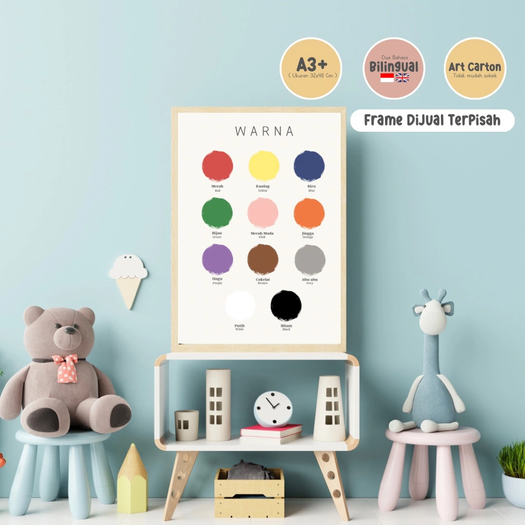 BEBEGENIC - SERI POLOS Poster Edukasi Anak [ VARIASI WARNA ] / Poster Belajar & Mainan Anak / Poster Edukasi Aesthetic