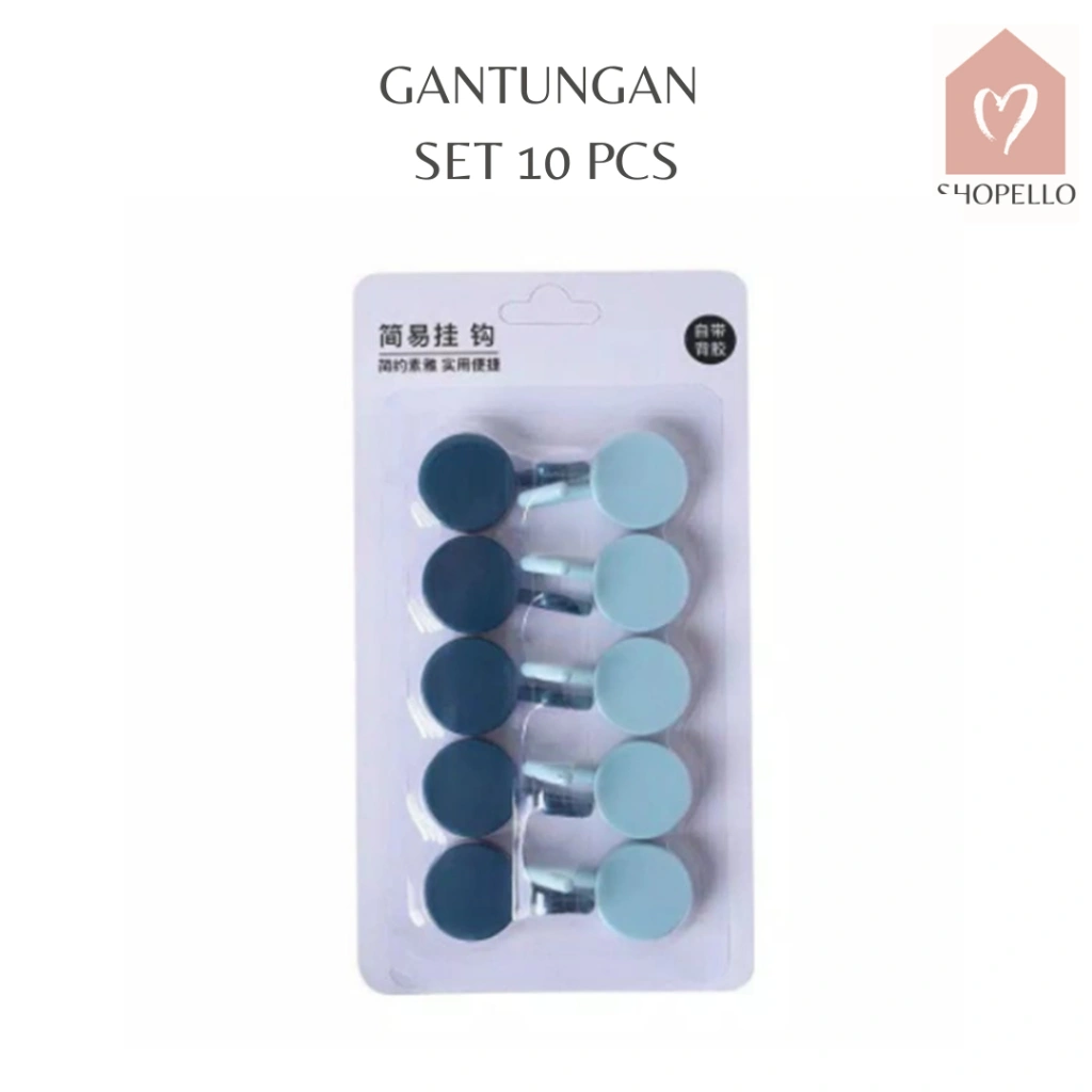 Shopello Gantungan Bulat Set 10pcs Gantungan Baju Serbaguna Gantungan Hook Tempel Dinding
