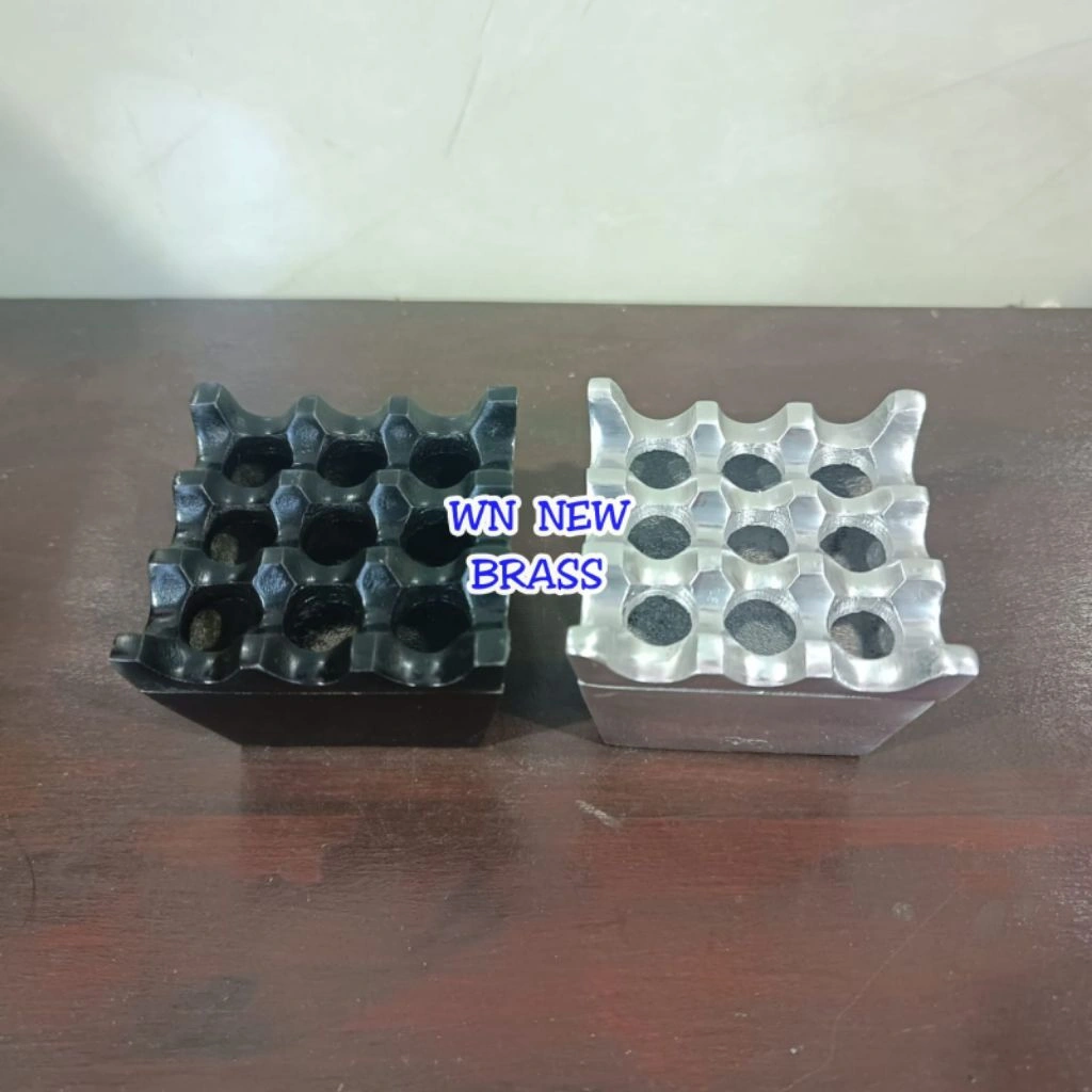 Tempat Asbak Kotak Aesthetic Aluminium Antik Lubang 9