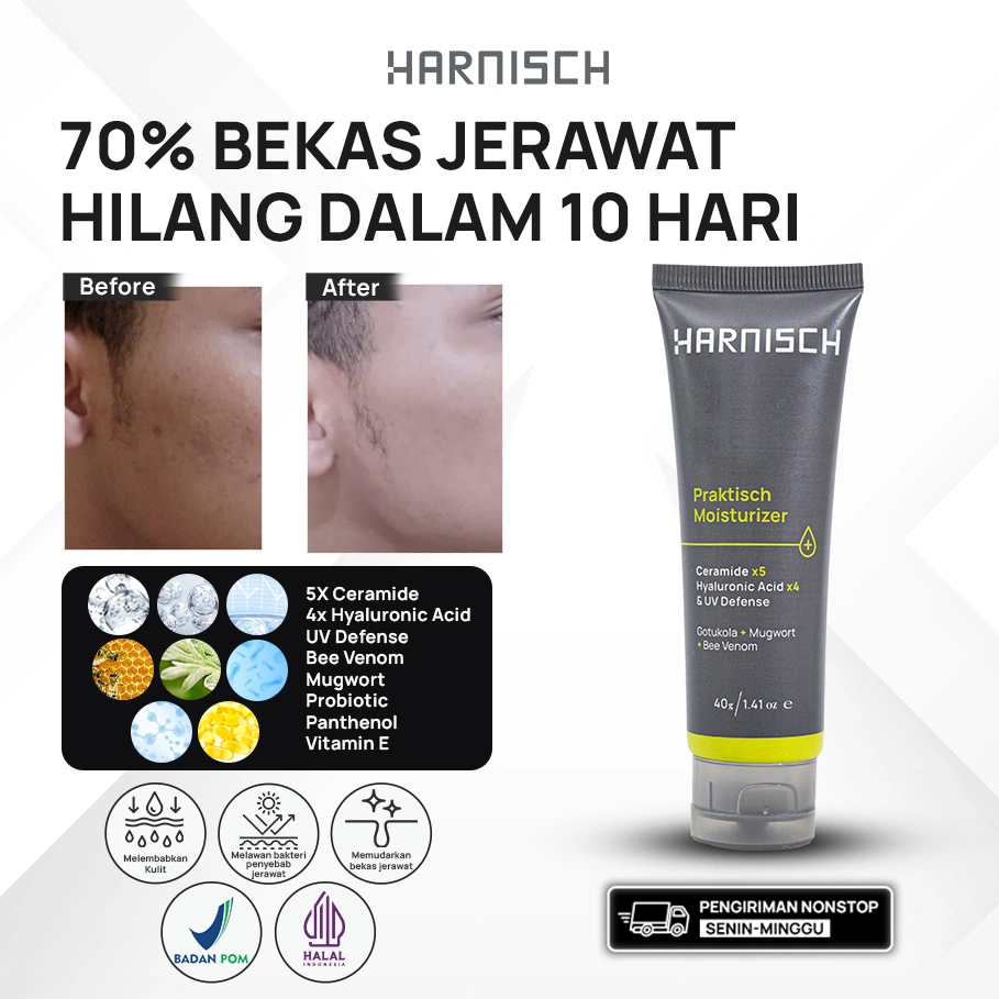 HARNISCH Praktisch Moisturizer 2 in 1 dengan UV Defense - 40g face wash pria face wash jerawat sabun muka kulit berminyak sabun kulit jerawat Sabun pembersih wajah untuk kulit kusam, berminyak & berjerawat sabun muka pria sabun pencerah pria BPOM