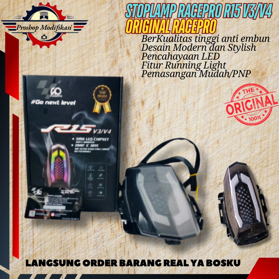 LAMPU STOP RACEPRO R15V3 R15V4 WD113 MATA GABAN STOPLAMP RGB REM BELAKANG NEW WITH MAGNET LED