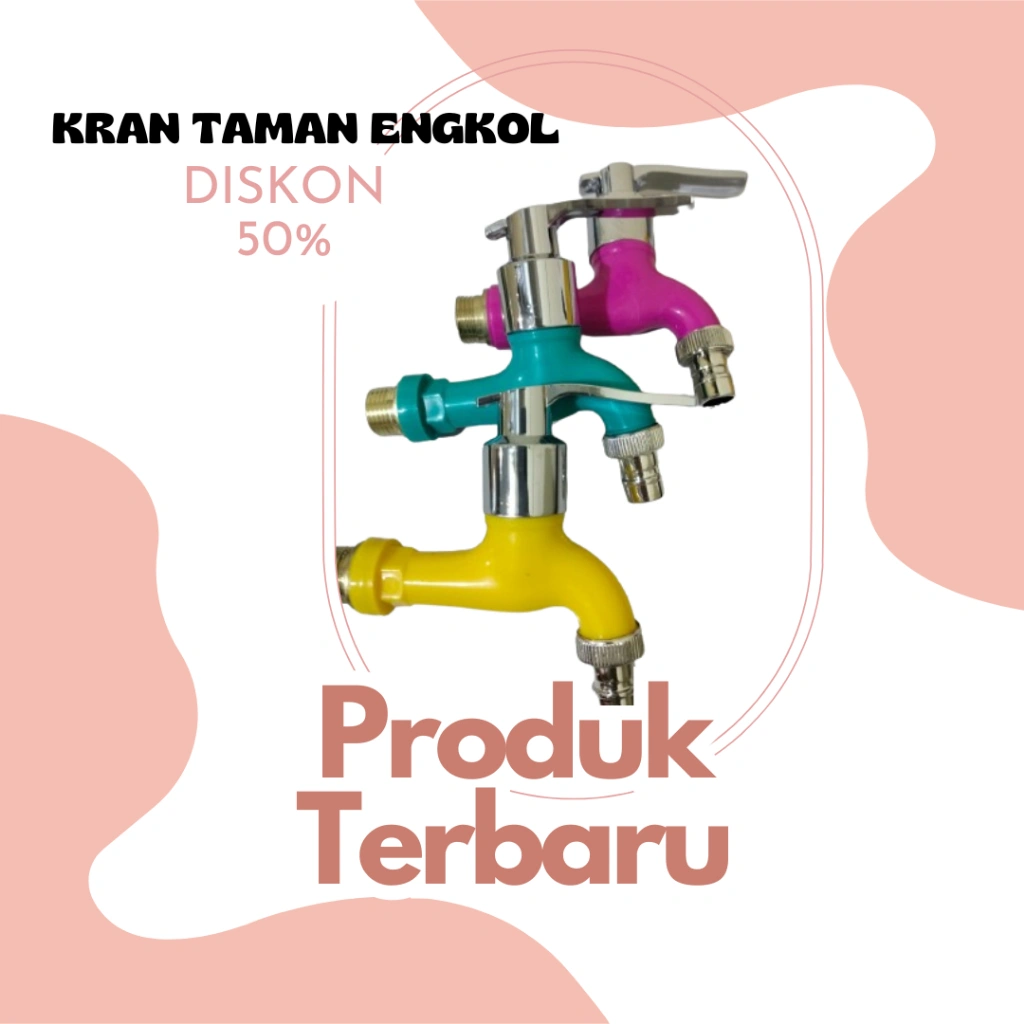 TERBARU - Kran Air Plastik Taman Drat Kuningan Keran Tembok Mesin Cuci 1/2Inch Warna Model Engkol Tahan Korosi