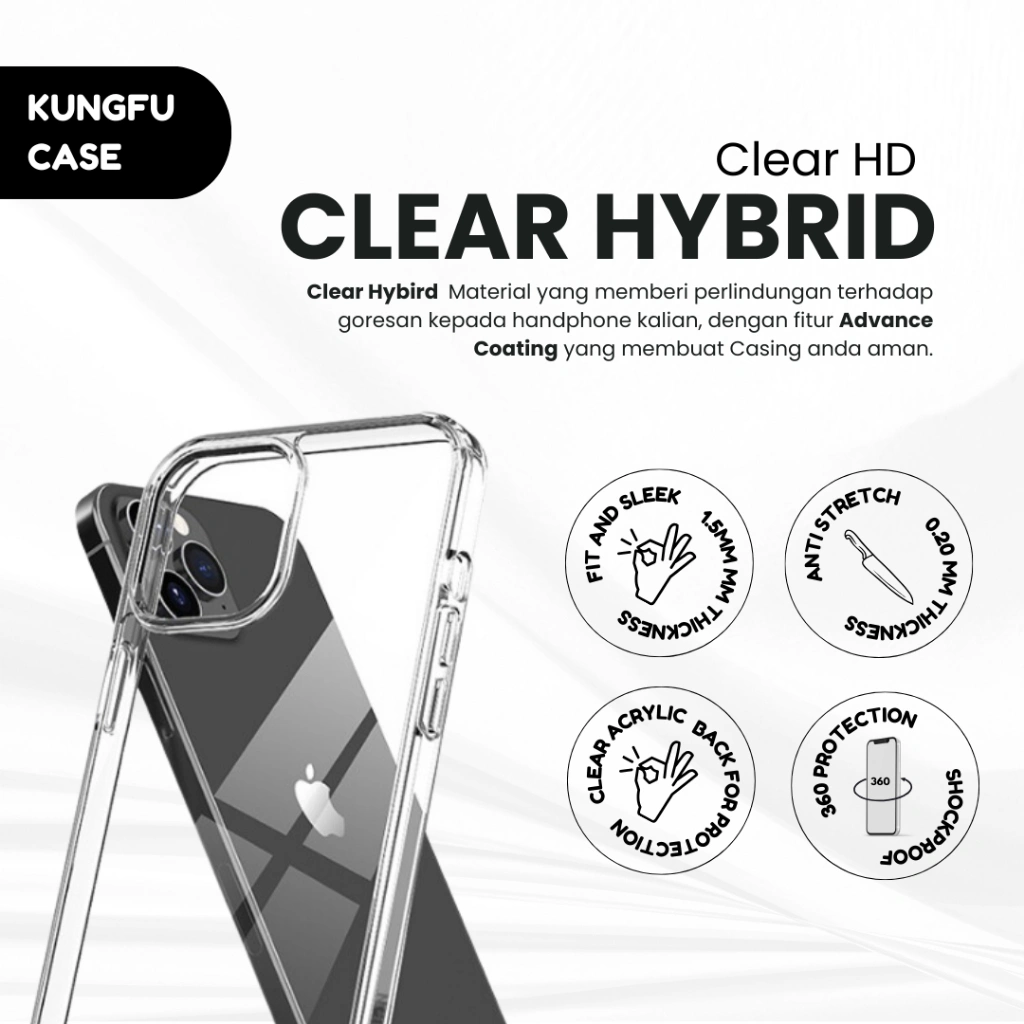 Kung Fu Case (FREE ANTI GORES/ CASING) Premium Hybrid Crystal Case POLOS Iphone