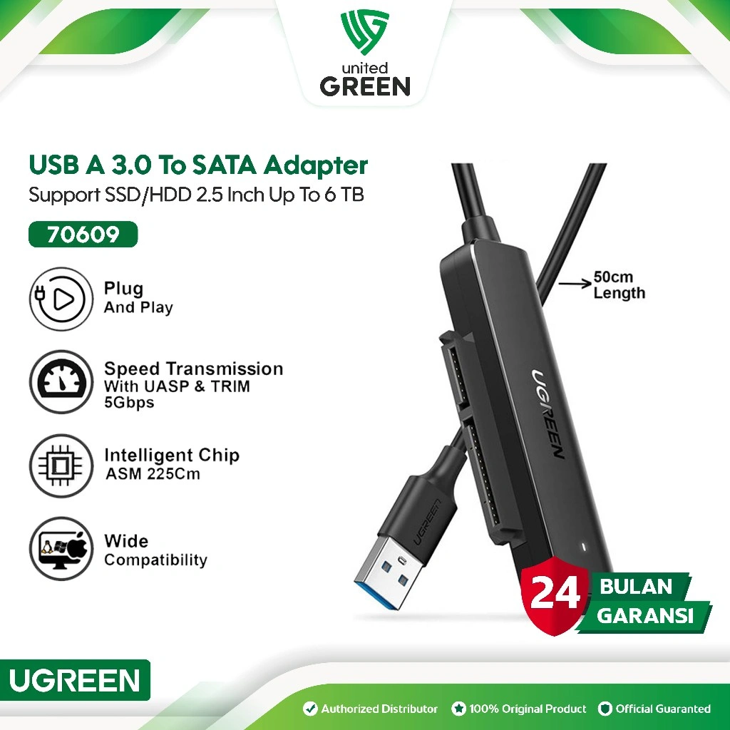UGREEN Kabel USB 3.0 To Sata 2.5" Hard Drive Converter HDD SSD 70609