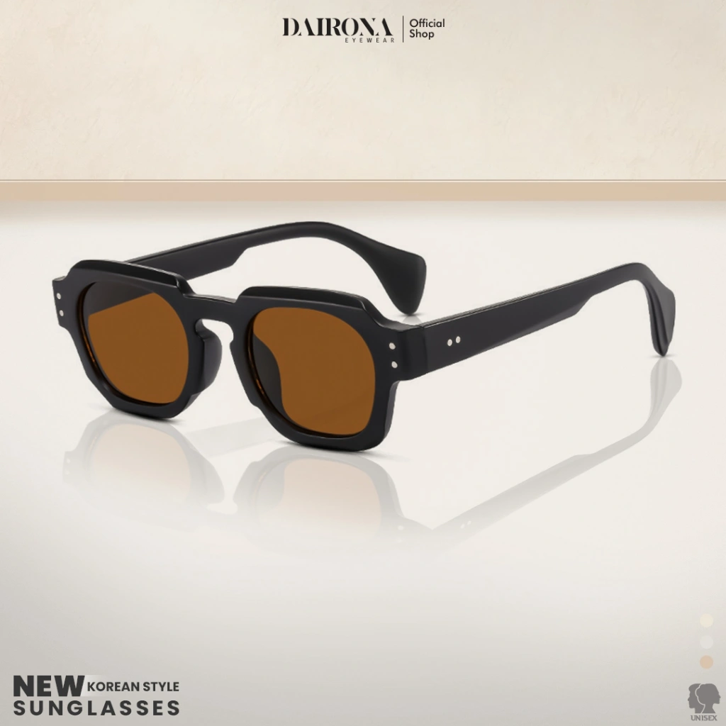 Dairona Eyewear Kacamata Hitam Retro Octagonal UV400 Anti Silau Kacamata Hitam Sunglasses Terbaru TR-90 XY-17720
