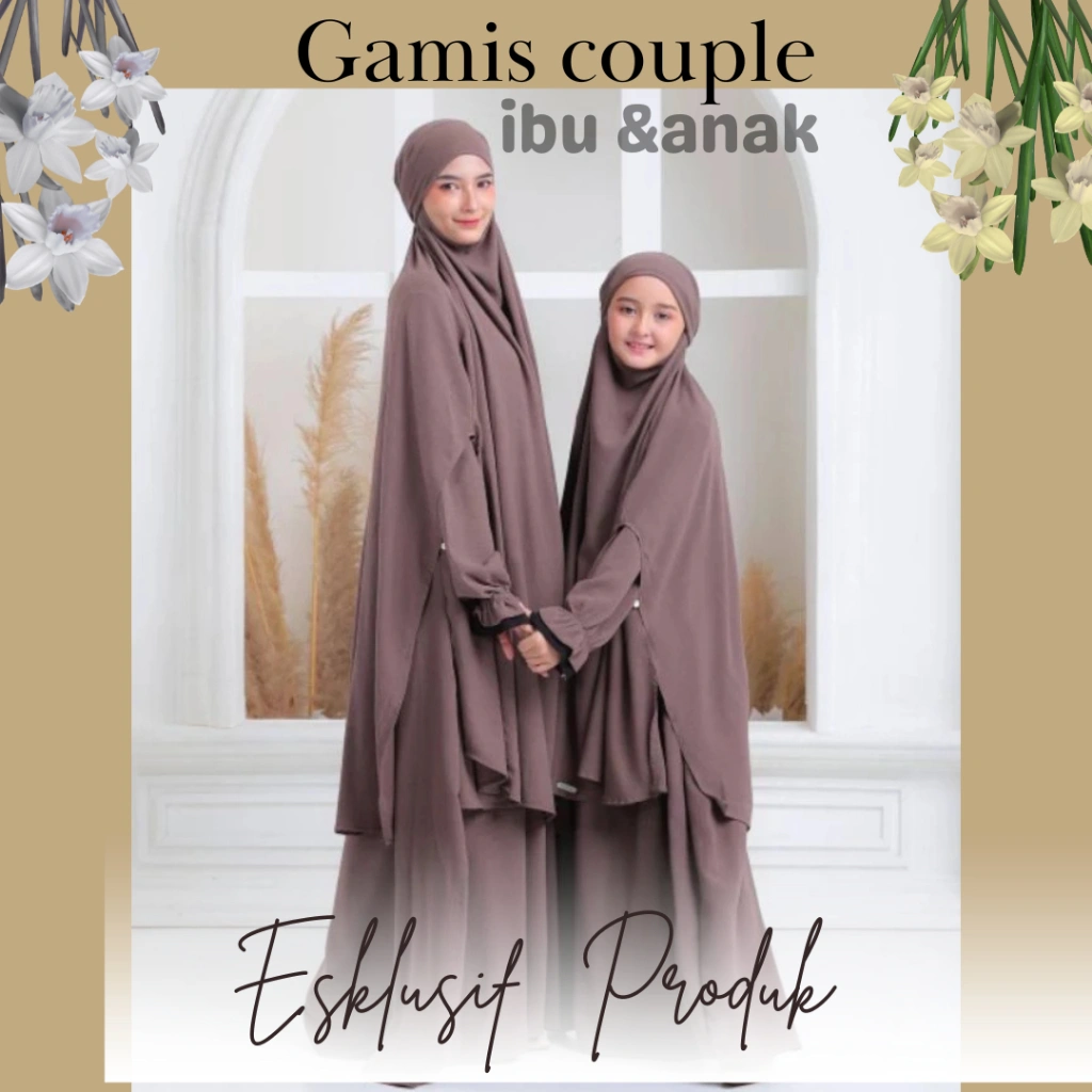 GAMIS COUPLE IBU DAN ANAK GAMIS ANAK PEREMPUAN TERBARU BAJU GAMIS PASANGAN IBU ANAK MUSLIMAH FRENCH KHIMAR CRINKLE AIRFLOW PREMIUM SET CADAR