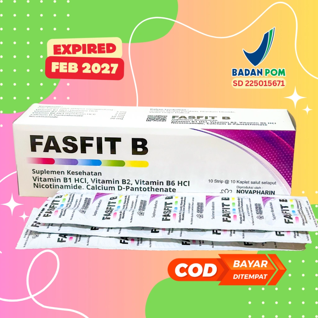 FASFIT B BOX 10 Strip ( 100 KAPLET ) / Vitamin B Kompleks / Multivitamin / Suplemen Kesehatan / Arkavit / NOVAPHARIN