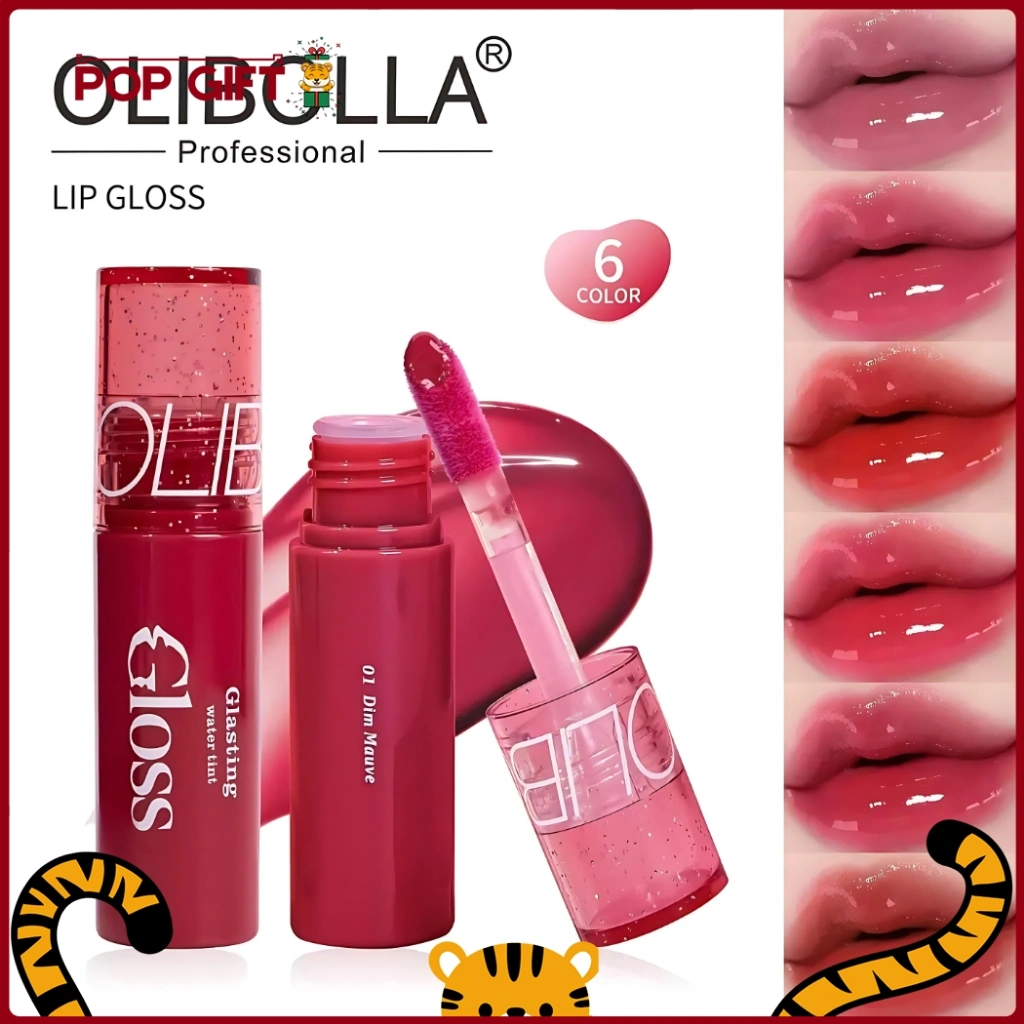 PG 6 Colors OLIBOLLA Professional Glasting Water Tint Lip Gloss Waterproof Lip Tint Glossy OB06