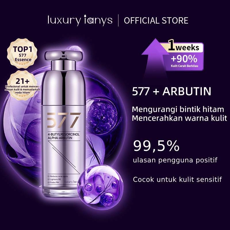 luxury ianys 577 glowskin essence serum wajah brightening essence 30ml serum arbutin niacinamide serum pencerah wajah mencerahkan kulit glowing mengurangi flek hitam mengatasi Highlighter-Primer-Whitening-Facial-Moisturize-Enhance-Radiance BPOM