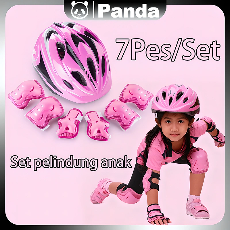 7PCS Helm Deker Sepeda Anak Alat Pelindung Sepatu Roda decker lutut Olahraga Outdoor Alat Rekreasi Buah Set