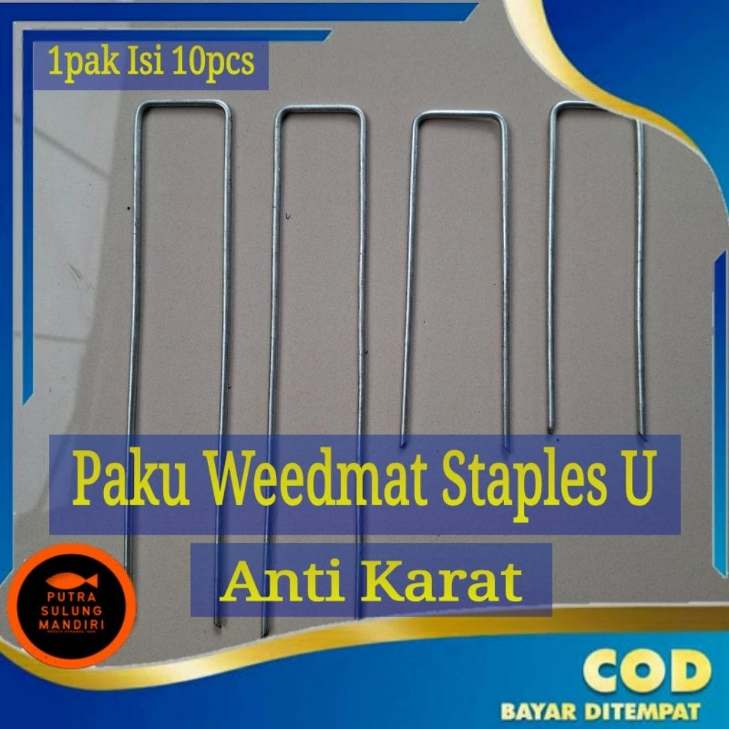 1pak isi 10pcs Paku U stainles anti karat Wedmet terpal rumput sintetis spanduk kuat tahan lama