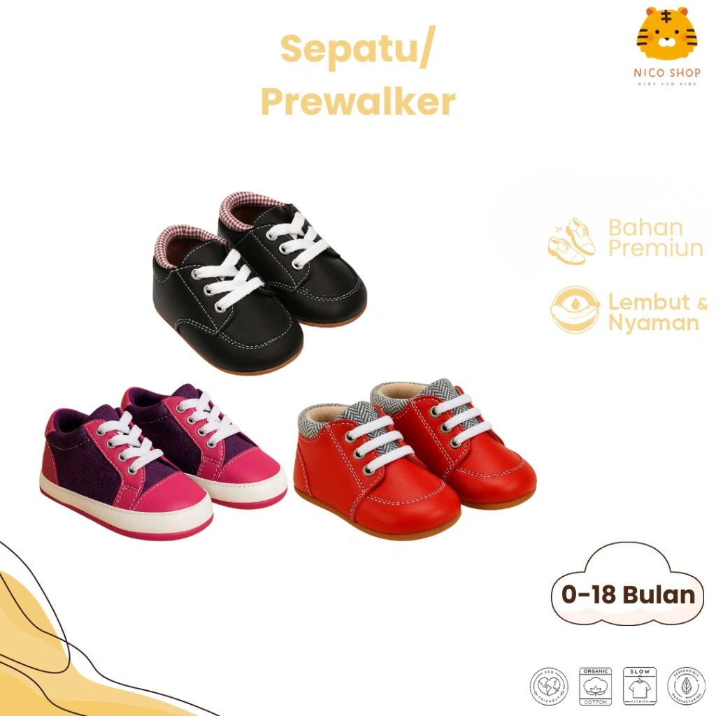 Nico Babyshop Sepatu Bayi Prewalker 0-18 Bulan Anti Slip – Pilihan Model Stylish untuk Si Kecil