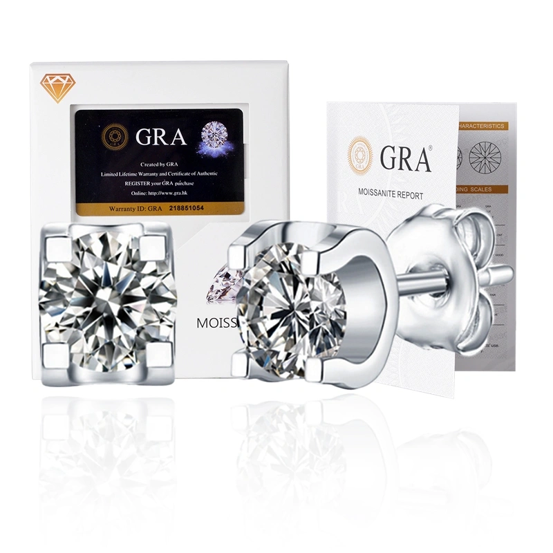 LOVETIA Anting Moissanite Kepala Sapi Klasik Anting Single Diamond Wanita Sertifikat GRA BTED006