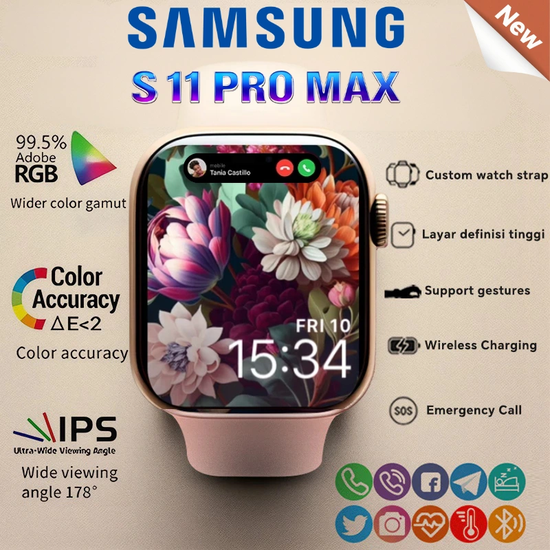 Samsung Samrt watch S11 Pro Max Original with 2.2" HD AMOLED Display GPS NFC Waterproof Bluetooth Call Smartwatch wanita pria wireless charging Dan Ganti Wallpapper Jam Tangan Smartwatch Jam Tangan Wanita