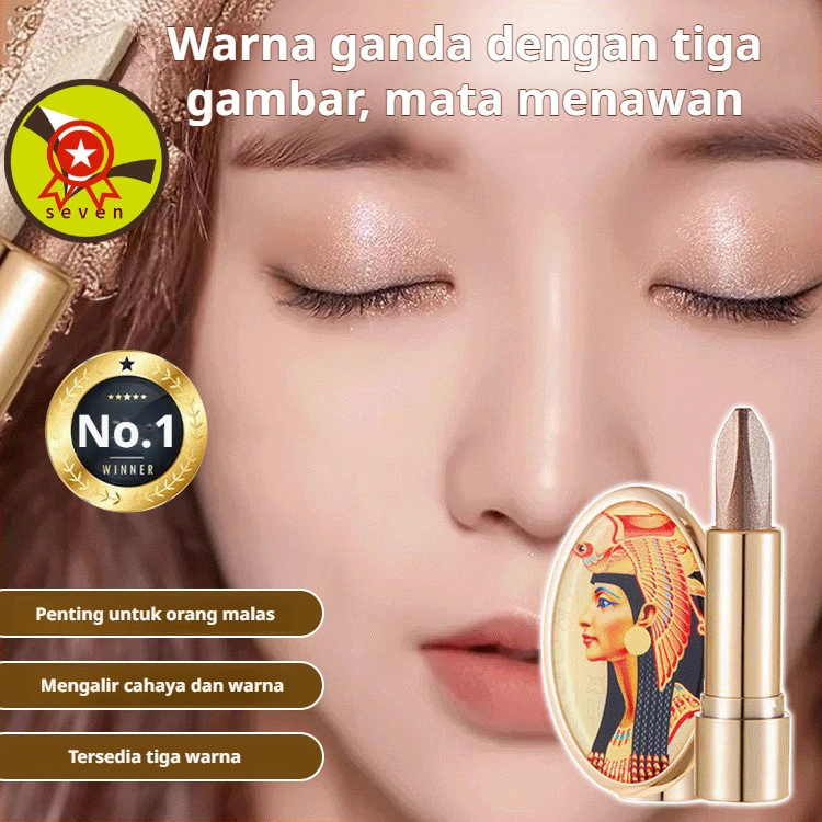 ✨[Penjualan Terlaris] [Hadiah untuk pacar]✨Stik Eyeshadow Malas Warna Ganda Pemula Stik Eyeshadow Mutiara Gradien Mewah Ringan Mudah Diaplikasikan Tanpa Penghilang riasan Tahan Air/Pigmen Berkilau Krayon Eyeshadow Berkilau