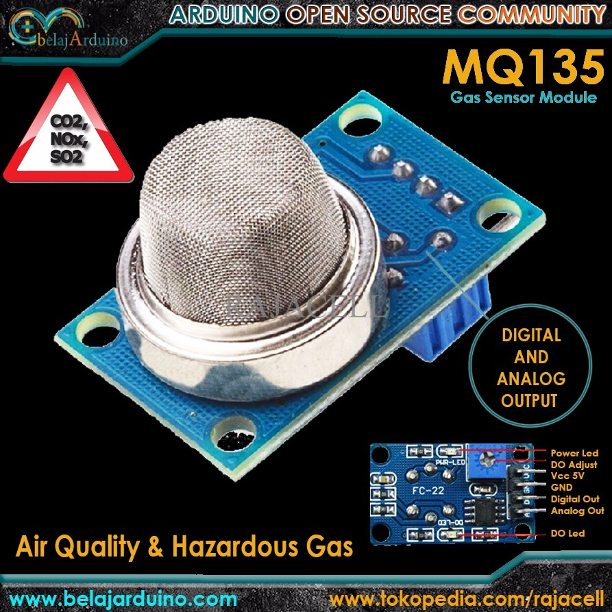 Sensor MQ-135 MQ135 Air Quality & Hazardous Gas Sensor Kualitas Udara