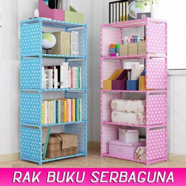 Rak Buku Portable 4 Susun/ Rak Buku Portable Serba Guna Size: 50 x 30 x 144cm
