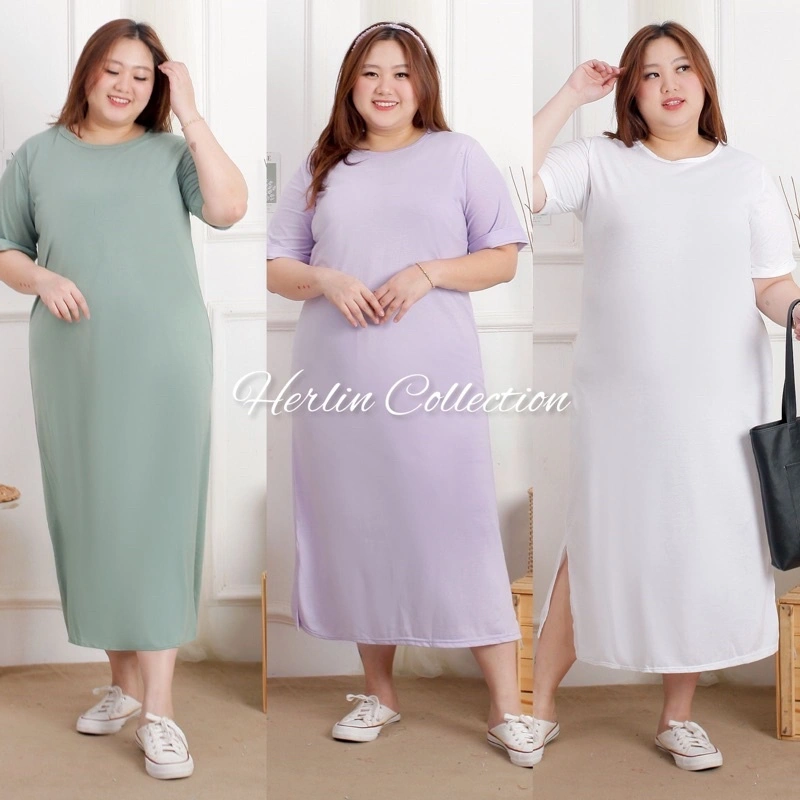 DRESS Kaos ZANE Basic Simple Style Daster Kekinian - Dress Oversize Jumbo Fit to XXL