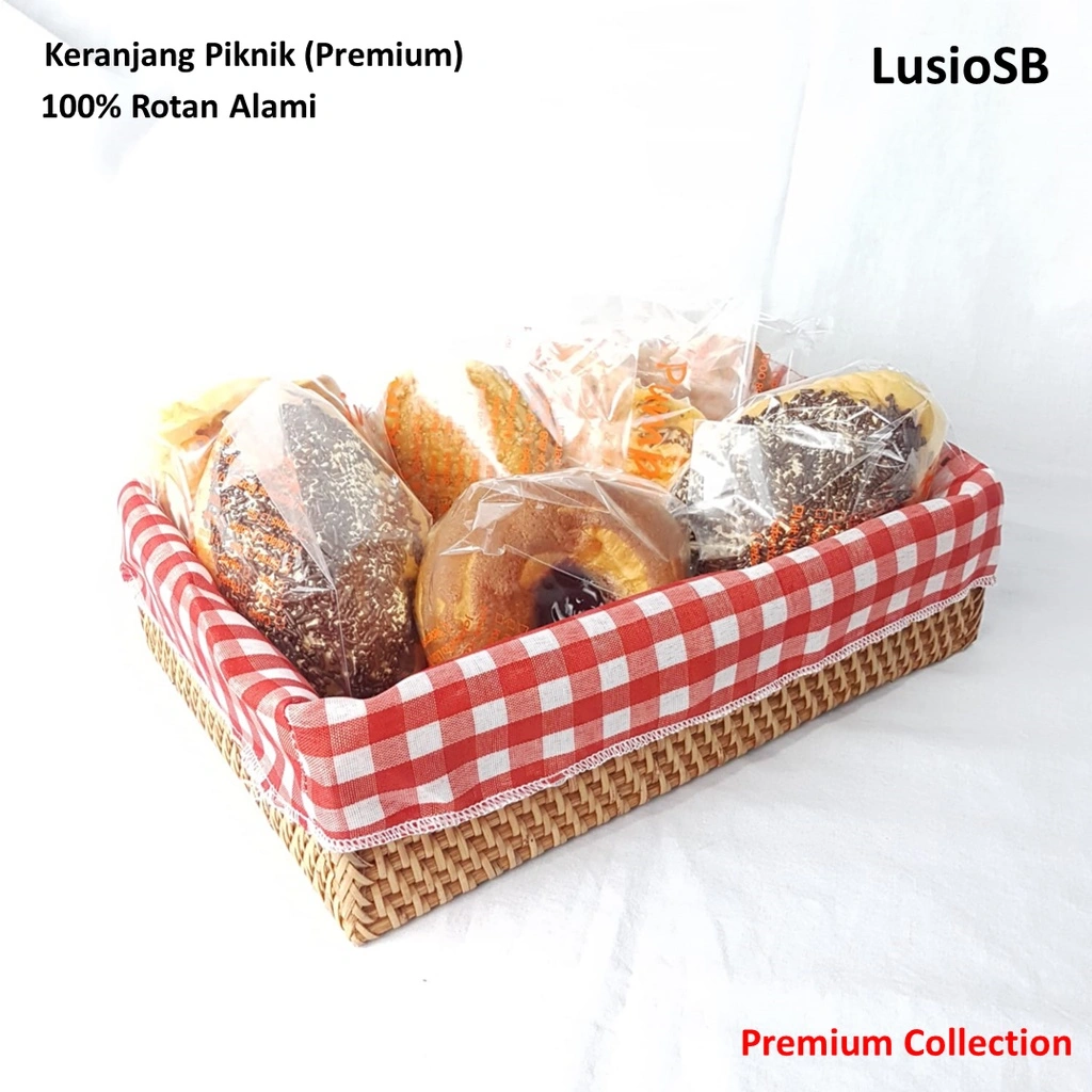 LusioSB Keranjang Piknik Rotan Keranjang Serbaguna Keranjang Roti Basket