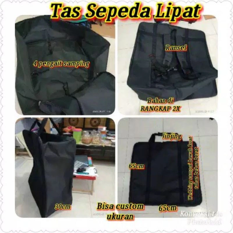 Tas sepeda lipat, tas untuk membawa sepeda lipat 20" bahan dobel tebal kuat custom logo
