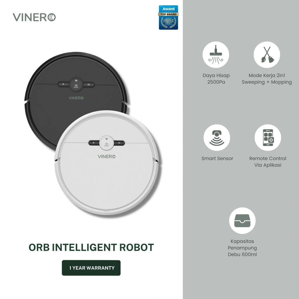 Vinero Orb Robot Vacuum Penyedot Debu Otomatis