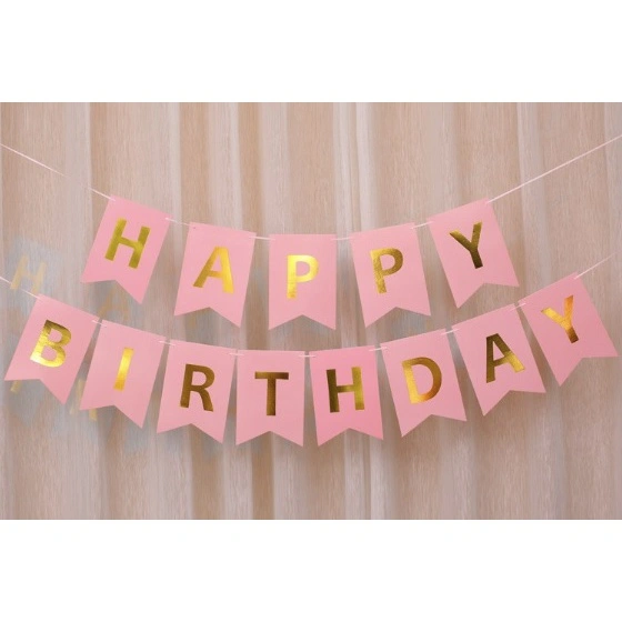 Banner HBD Pink Emas