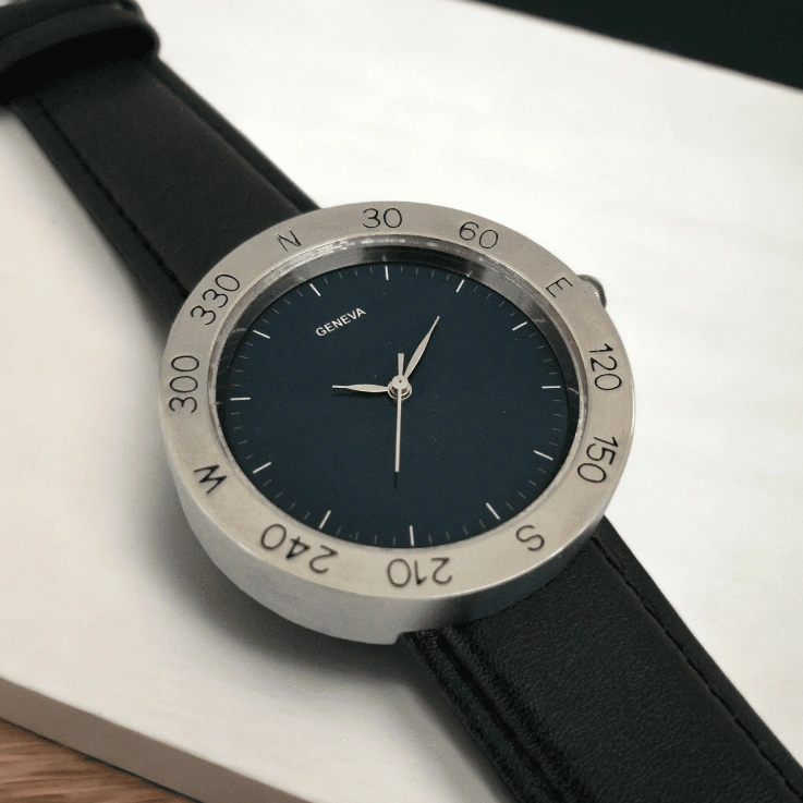 Jam Tangan Pria Kulit Asli Original Warna Hitam Geneva G120