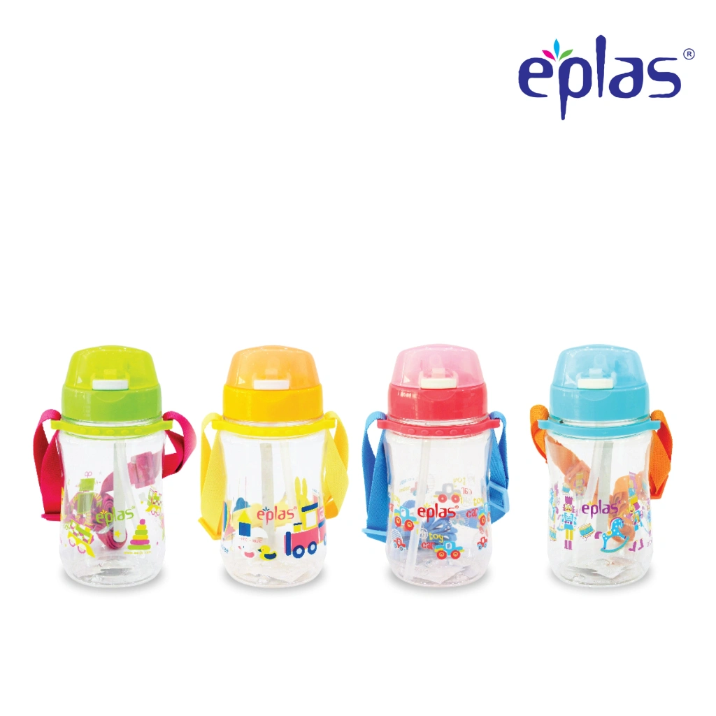 EPLAS Kids Botol Minum Anak Tritan (380ml), Push Button, Straw, Removable Strip, BPA Free EGB-380BPA