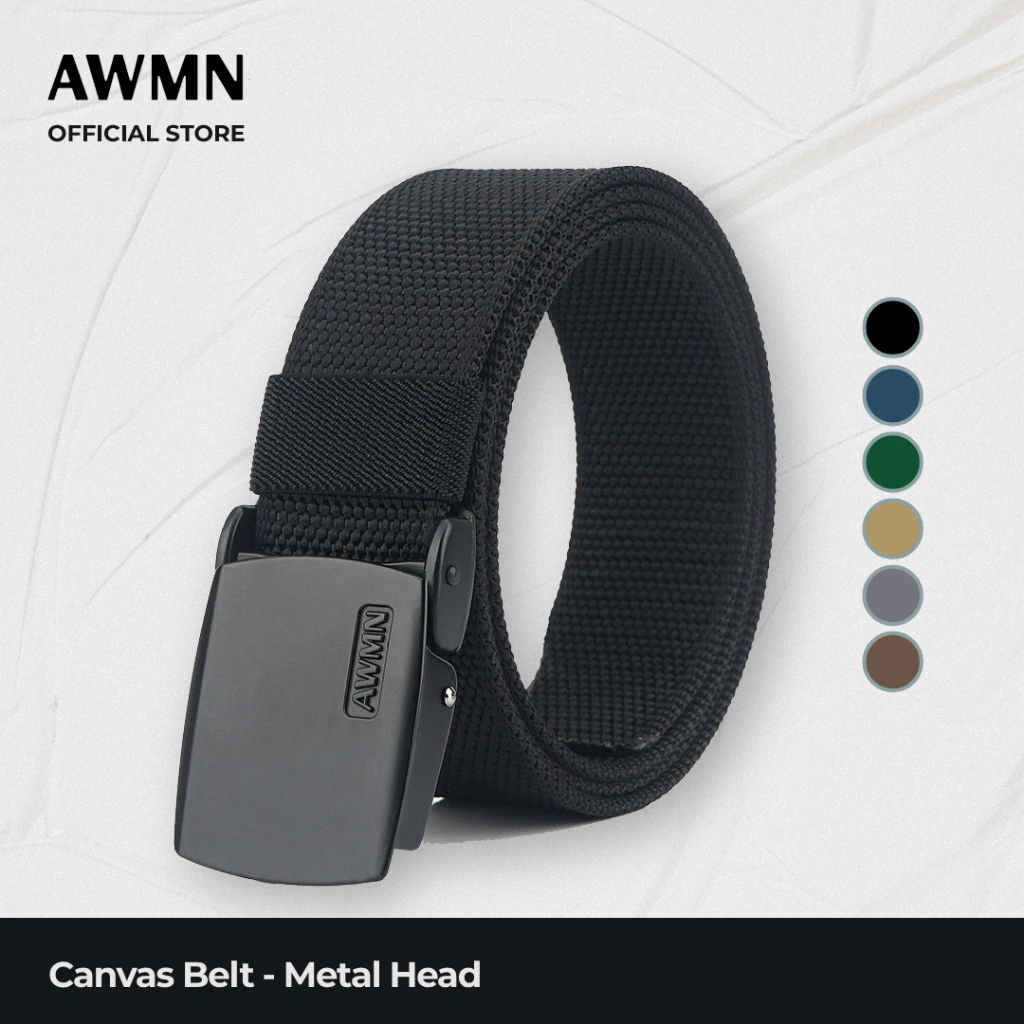AWMN Ikat Pinggang Canvas Army Metal - AW4